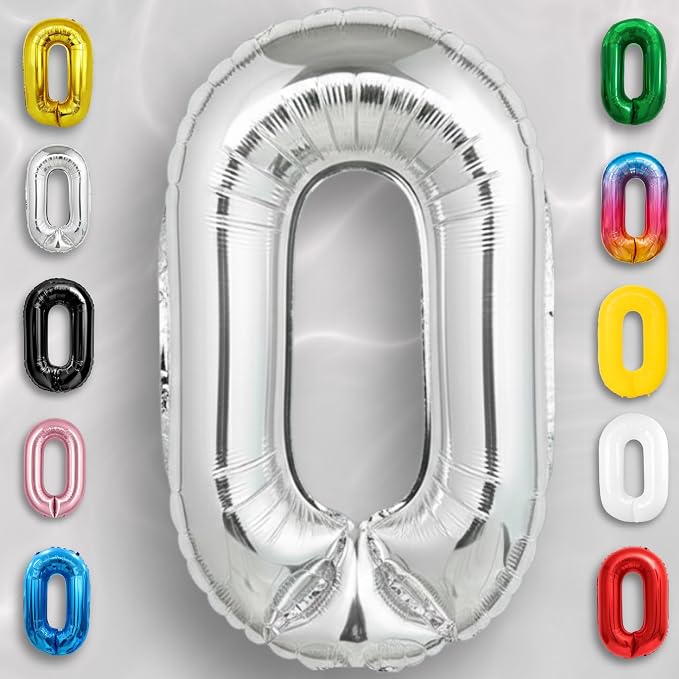 Silver Number Balloon 0 Mylar Foil Balloons 40 inch - Image 5