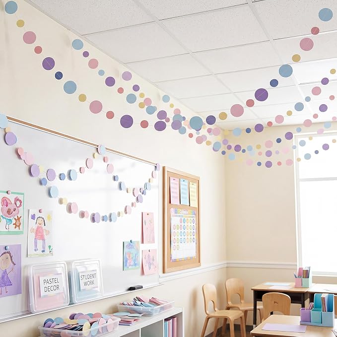 Outus 10 Pieces Colorful Circle Garland Banner Hanging Paper Dot Decorations - Image 6