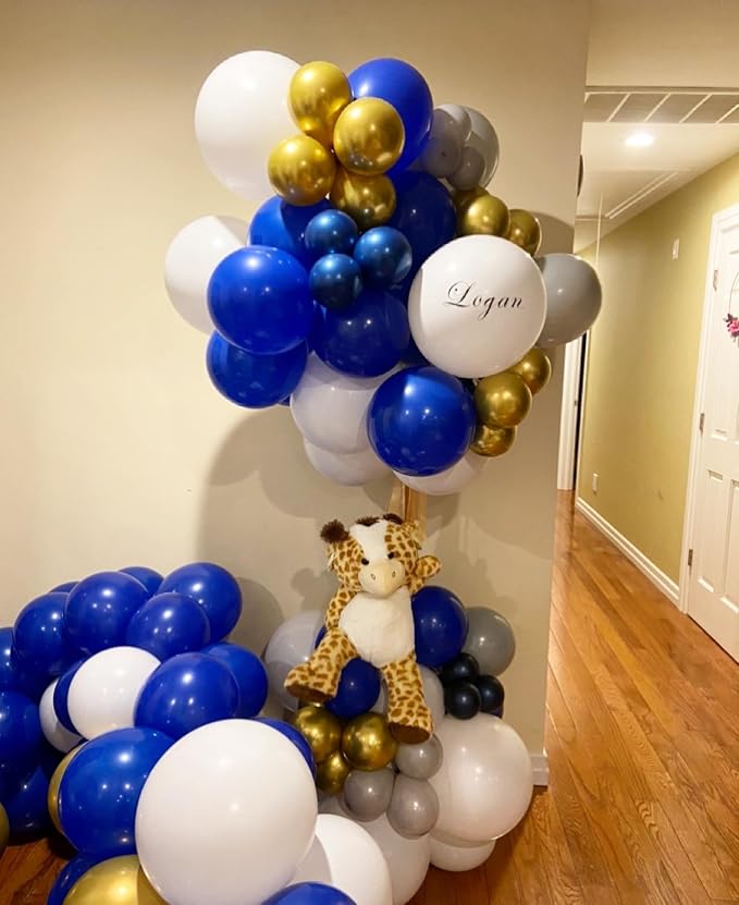 Blue and Gold Balloon Arch Kit, Explosion Star Royal Dark Blue and Metallic - Image 4