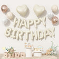 Happy Birthday Balloon Banner Cream, 16 Inch Beige Mylar Letters Heart Foil by Togvu