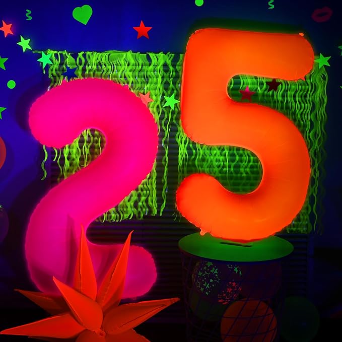 Mega-L Glow in The Dark Party Supplies, 40 Inch Orange Number 4 Balloon | Glow - Image 9