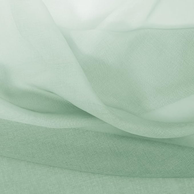 DWCN Light Sage Faux Linen Ombre Sheer Curtains - Image 6