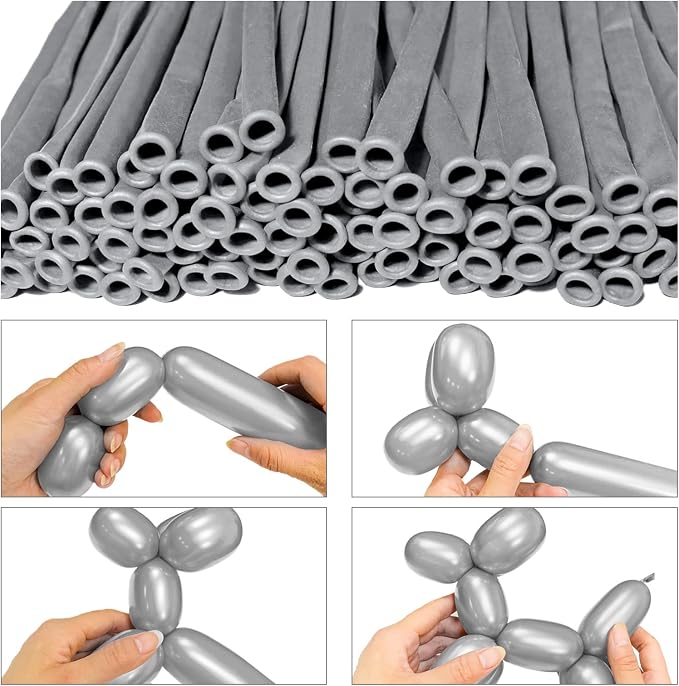 LXZFCRG 260 Long Balloons, Shiny Metallic Latex Twisting Balloon - Image 3