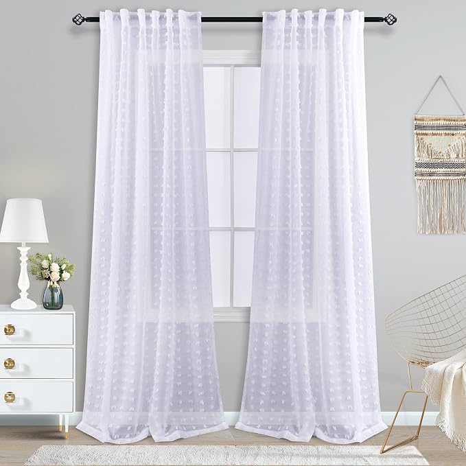 White Sheer Curtains 90 Inch Length - Image 2