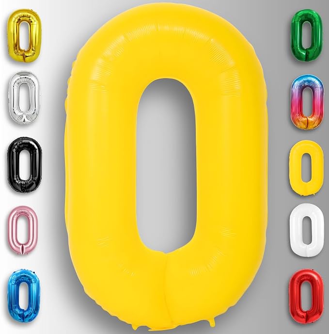 Yellow Number Balloon 0 Mylar Foil Macaron Balloons 40 inch - Image 6