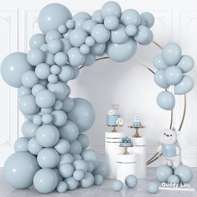 164Pcs Dusty Blue Balloons Garland Arch Kit Different Sizes | 18 12 10 5 inch by OUDDYLIFE