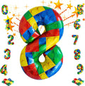 32 Inch Stackable Block Number Balloon – Colorful Brick Building Themed Big by Unknown