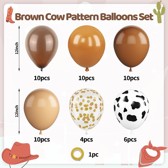 Brown Cow Balloons, 12 Inch Dark Brown Coffee Nude Tan Neutral Gold Confetti - Image 2