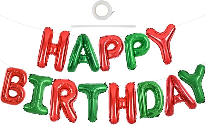 TONIFUL 16 Inch Red Green Happy Birthday Balloon Banner Decorations | Reusable by TONIFUL