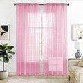 SpaceDresser Check Sheer Curtains 90 Inches 2 Panels Set, Rod Pocket Plaid by SpaceDresser