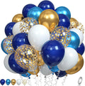 Navy Blue and Gold Balloons, Metallic Golden and Blue Balloon Navy and White by Paready