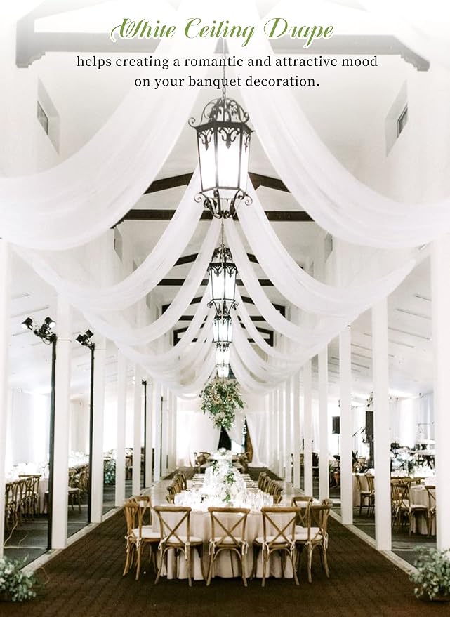 6 Panels White Ceiling Drapes for Wedding Ceiling Drapes 5ftx20ft Wedding Arch - Image 5