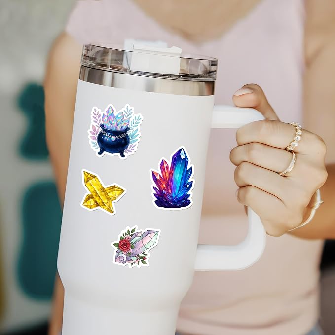 50 Pcs Crystal Stickers Spiritual Crystals Vinyl Decal Waterproof Boho Gemstone - Image 5