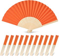 JOHOUSE 12 PCS Orange Paper Fans Handheld, 8.3 Inch Foldable Hand Fan | DIY by JOHOUSE