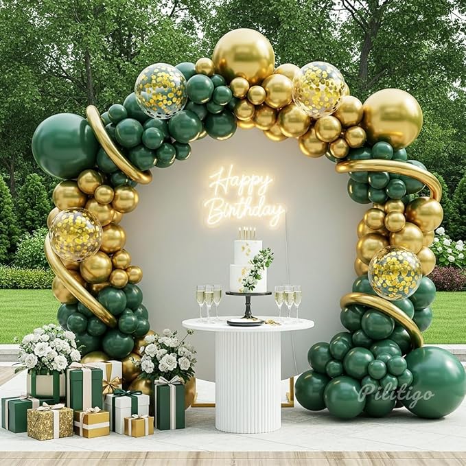 Green and Gold Balloon Arch Kit - Image 2