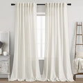 Elegant Cream Linen Curtains Semi Sheer Curtain 98 Inches Long by Nanspring