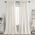 2 Panels Set Cream Linen Curtains 100 inches Long by Nanspring