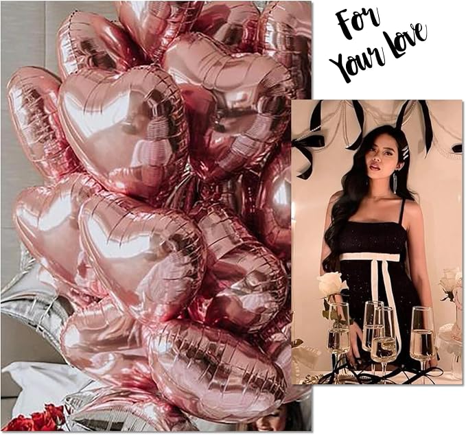 30 Pcs 18 Inch Rose Gold Heart Foil Mylar Helium Balloons - Image 6
