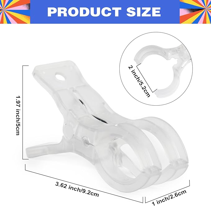 30 Pack Large Clips for Balloon Arch Transparent Plastic 3.62 Inch Heavy Duty - Image 2