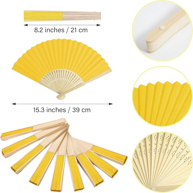 50 Pieces Paper Fans Paper Hand Fan Bamboo Folding Fan Handheld Fan Paper - Image 2