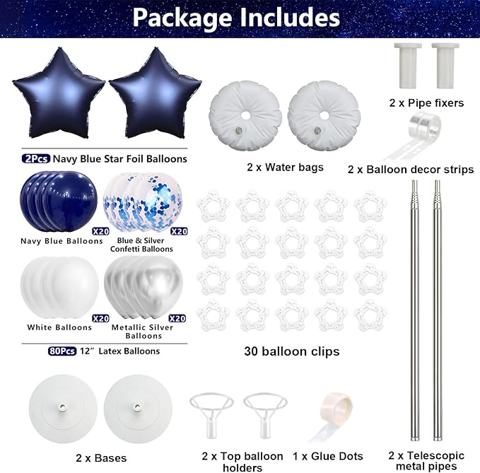 2 Set Balloon Column Kit With Balloons, Reusable Metal Telescopic Balloon Tower - Image 2
