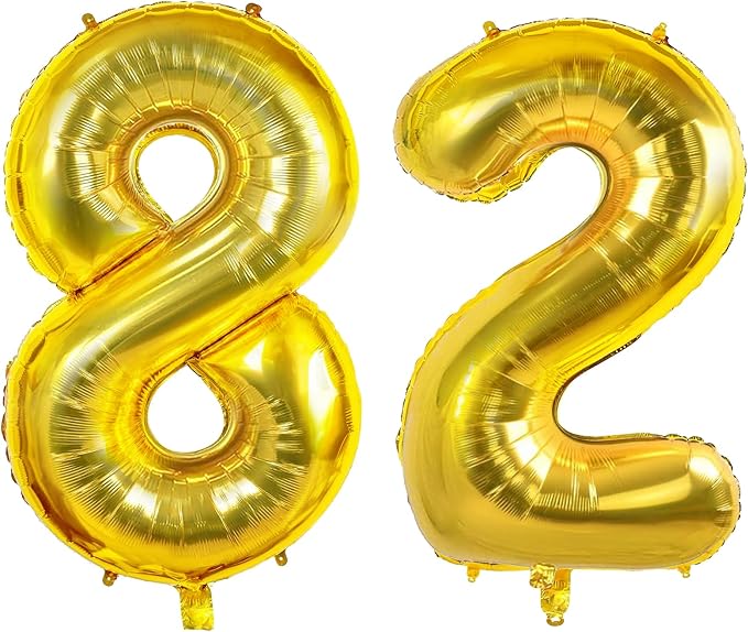 Number 82 Balloons for 82nd Birthday Party Decorations, 0-100 Large No.82 by Joycard