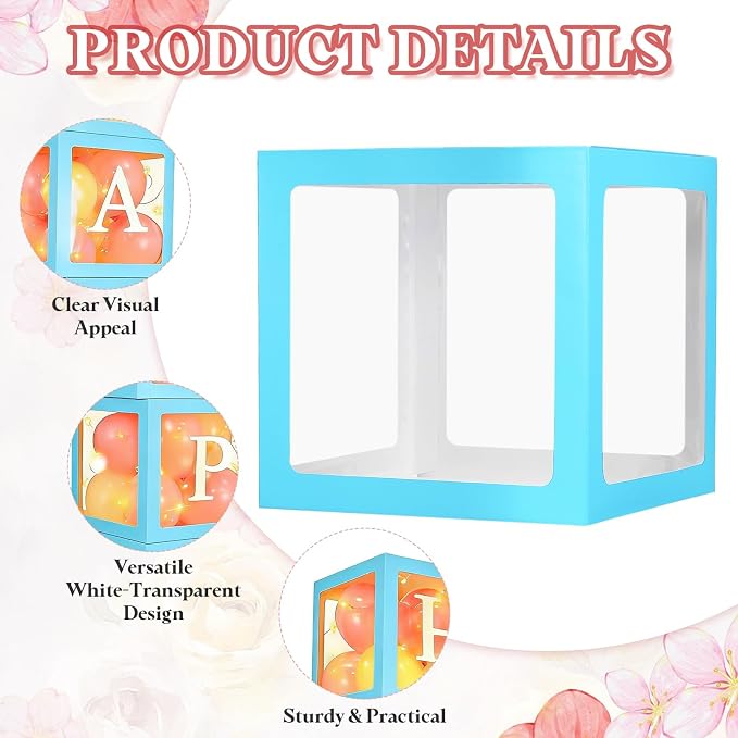 uxcell 5 Pcs Party Balloon Boxes, Transparent Balloon Boxes - Image 3