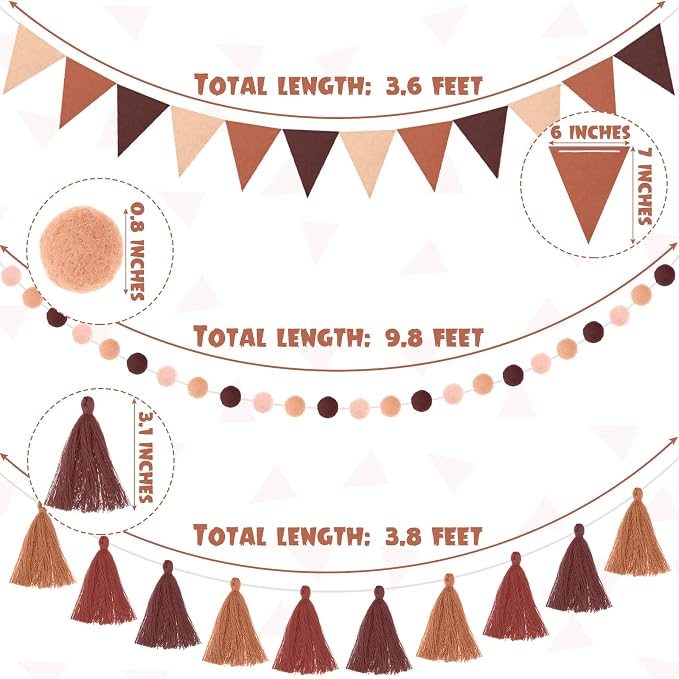 Irenare 9.8 ft Pom Pom Garland for Classroom Felt Rainbow Garland Back to - Image 3