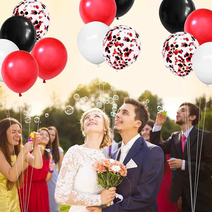 130PCS Red Black White Balloon Garland Arch Kit, 12 10 5 inch Red and Black - Image 5