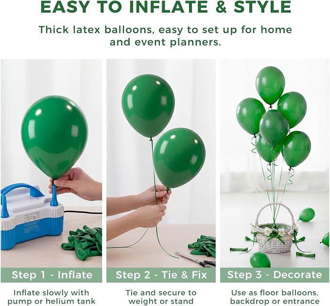 LOVESTOWN 110 PCS Dark Green Balloons, 12 Inch Bright Dark Green Latex | - Image 6
