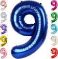 9 Balloon Numbers Birthday Decorations, 40In Navy Blue Balloons by Mluchee