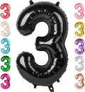 Number 3 Balloons Birthday Decorations, 40In Black Balloons by Mluchee