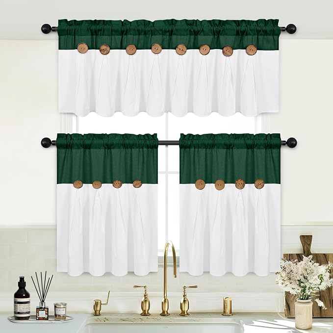 Boho Kitchen Curtains 24 Inch Length, Farmhouse Cotton Linen Tier Curtain - Image 6