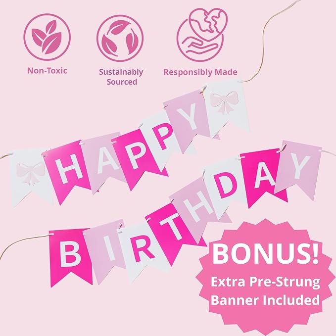 Pink Bow Birthday Decorations and Supplies - Image 6