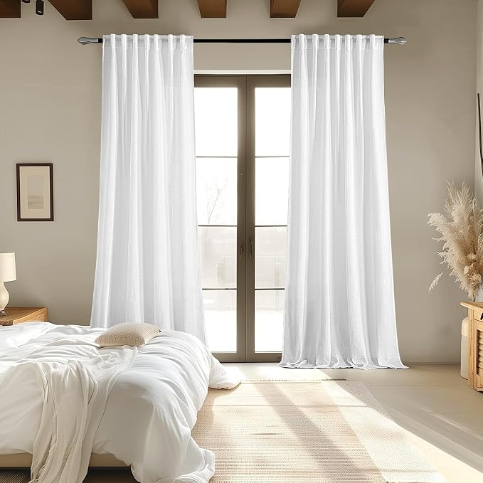 MIULEE White Linen Curtains 92 Inch Long 2 Panels - Image 6