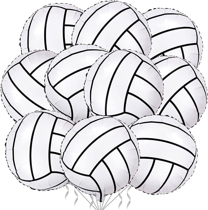 10 Pack 18 Inch Volleyball Foil Balloons Helium Metallic Mylar Balloons by LHOAVWE