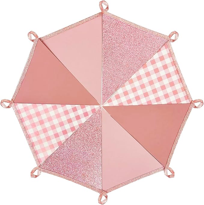 Dusty Rose Pink Buffalo Plaid Rose Gold Party Decorations Pennant Banner Flag - Image 4