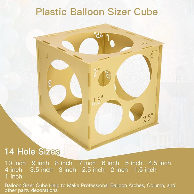 Pllieay 14 Holes Balloon Sizer Box Cube, 1-10 Inch Balloon Measurement Box | - Image 2