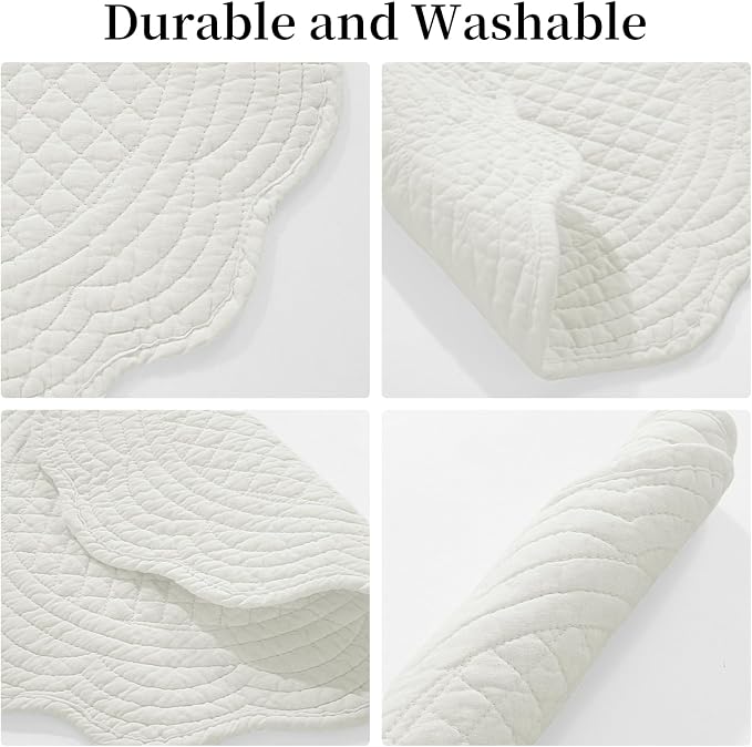 HOMBYS Quilted Placemats Set of 6 Washable Round Placemats - Image 5