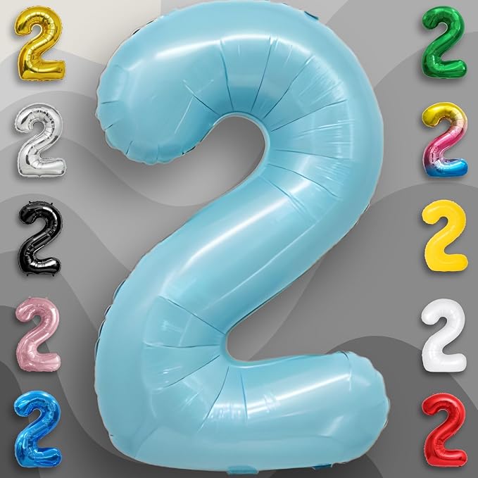 Candy Blue Number Balloon 2 Mylar Foil Balloons 32 inch - Image 5