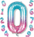 Mermaid Number 0 Balloons 40 Inch, Large Purple Teal Rainbow Number Balloons by Isndare