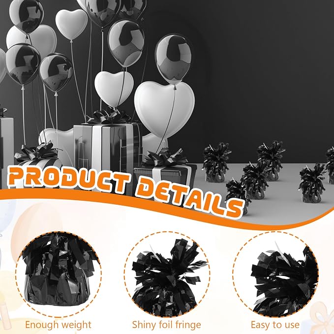 6 Pack Black Balloon Weights Metallic Holder Anchors Balloon Holder Weights - Image 3