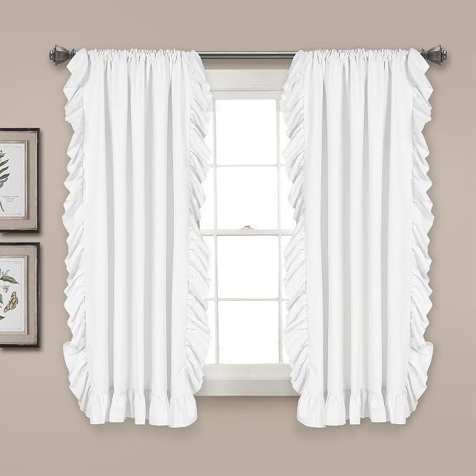 Lush Decor Reyna Ruffle Window Curtain Panel Set, Living room, or Dining Room by LushDecor