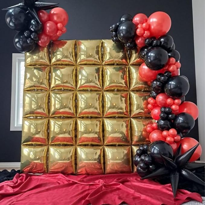 Metallic Gold Double Sided Square Foil Balloons Wall, 19 Inches Chrome Foil - Image 4