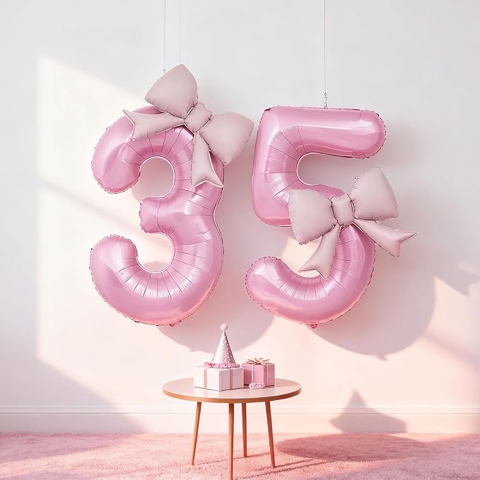 Bow Pink 3 Balloons, 40 Inch Giant Pink Bow Helium Foil Number 3 - Image 7