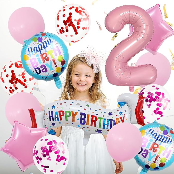 Baby Pink Number 2 Balloons.2nd Birthday Large Foil Balloons Pink, Balloon - Image 2