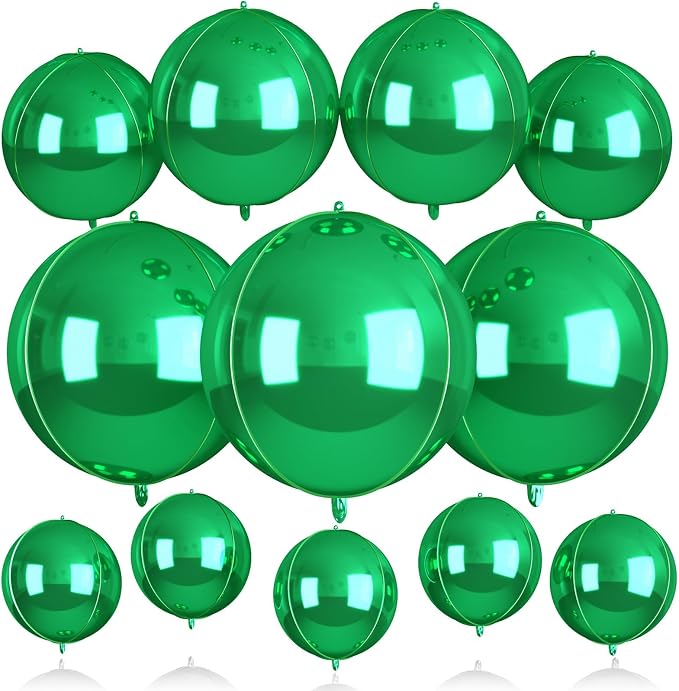 12Pcs Green Round Balloons Foil, Big Metallic Green Foil Balloons by BIAPIAN
