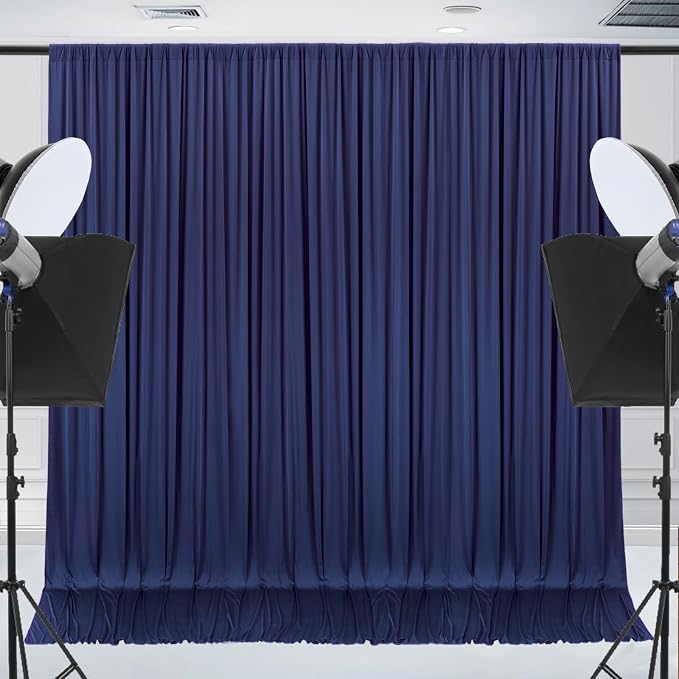 ESGOTBME 20x10ft Wrinkle Free Navy Blue Backdrop Curtain - Image 8