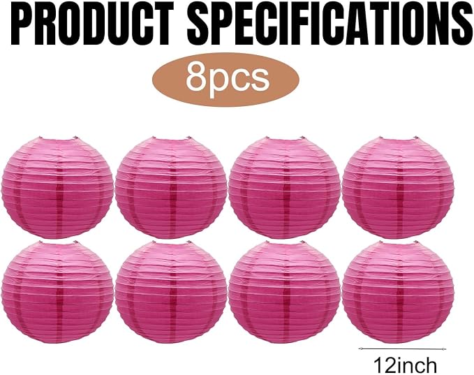 Hot Pink Paper Lanterns Round Shape Lanterns - Image 2