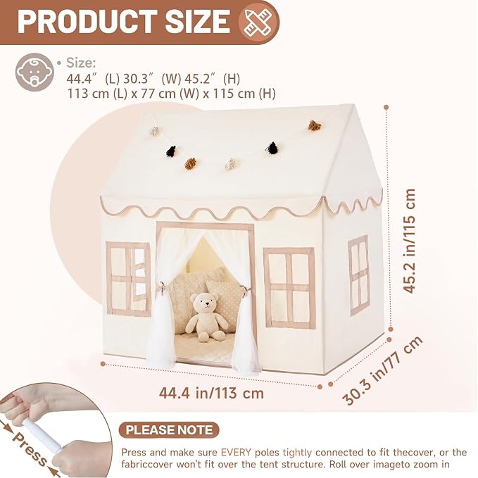 Kids Play Tent Indoor: with Mat, Tassel Garland - Image 4